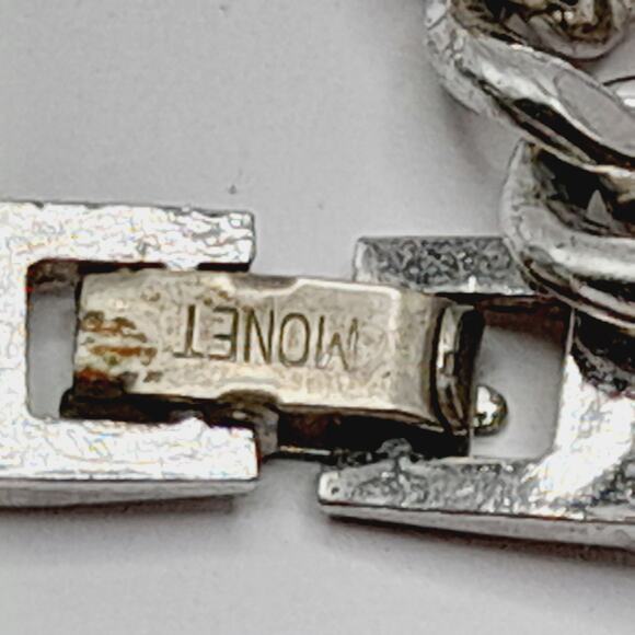 MONET Vintage Silver Tone Modernist Chain Necklace 15” Signed Heavy - Picture 6 of 8